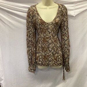 Lucky Brand snake skin print long sleeve top.